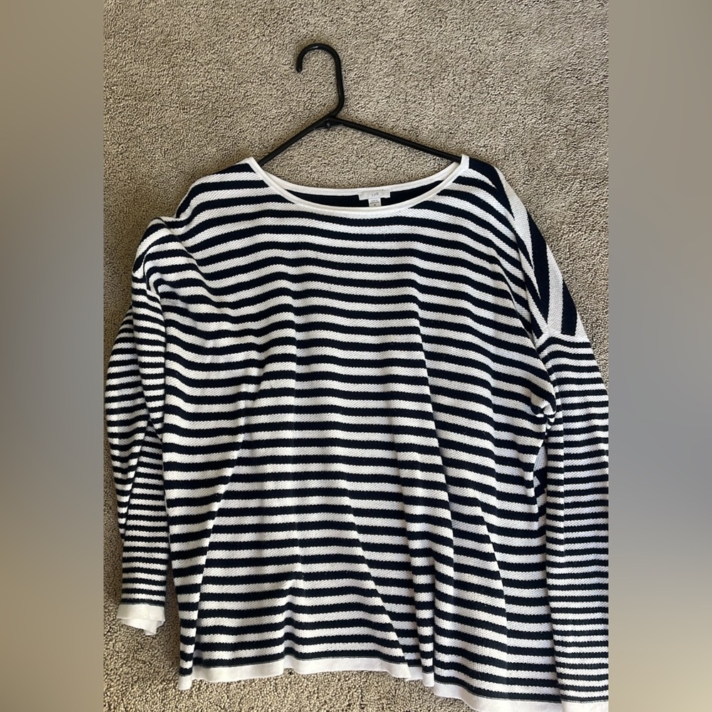 J Jill Striped navy and White Sweater